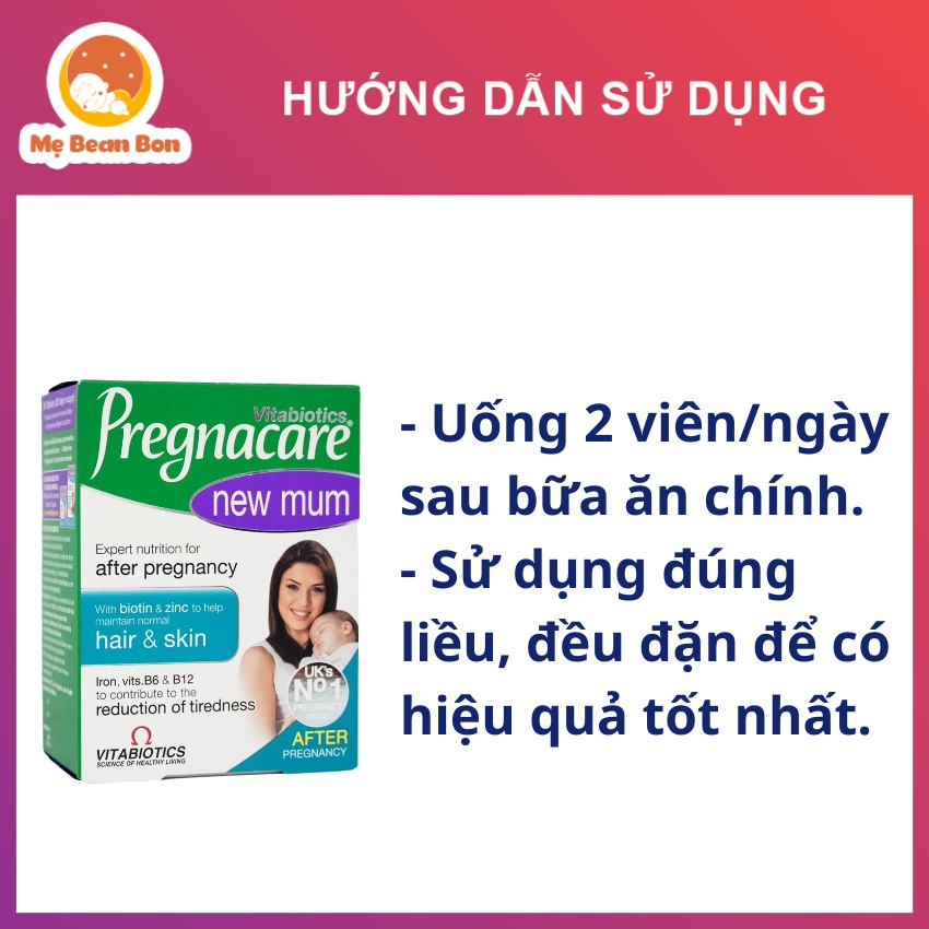 vitamin Vitabiotics Pregnacare New Mum của Anh 56 viên cho mẹ bầu sau sinh hỗ trợ tuyến sữa làm giảm rụng tóc làm đẹp da