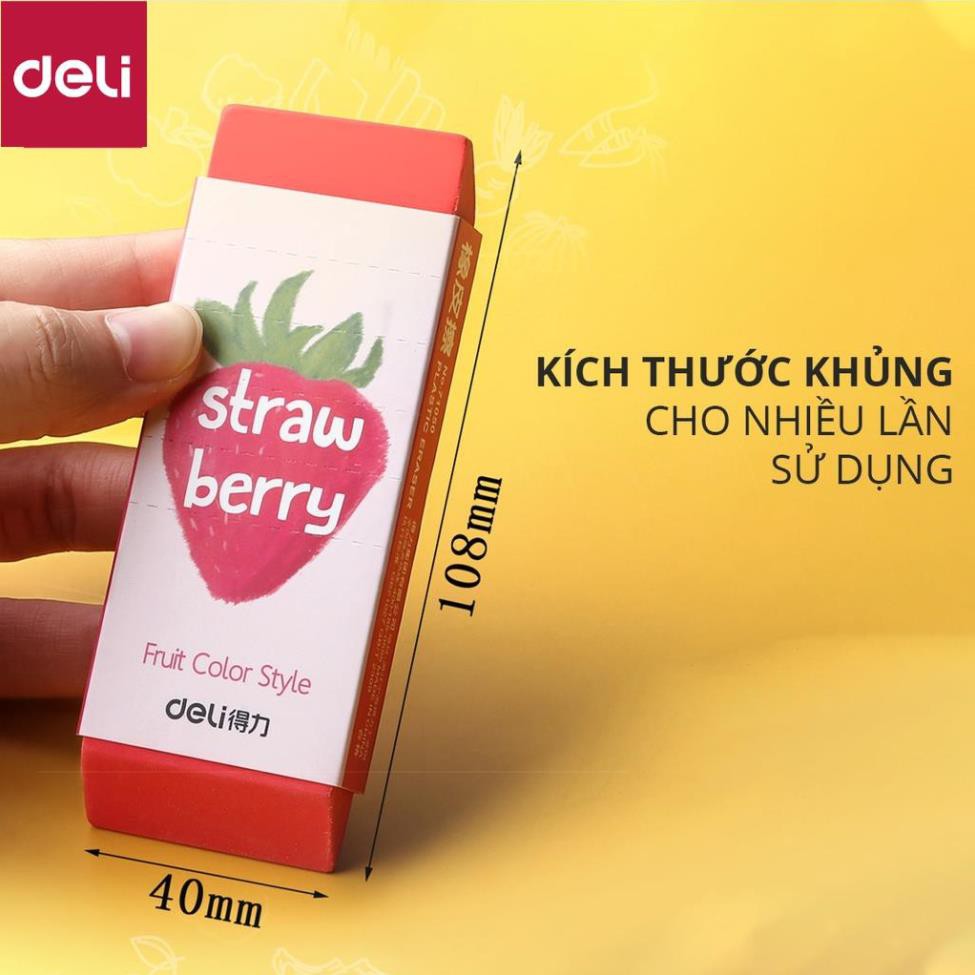 Gôm tẩy Deli hình vẽ hoa quả Đỏ/ Xanh lá/ Vàng/ Xanh ngọc - 71050 [Deli]