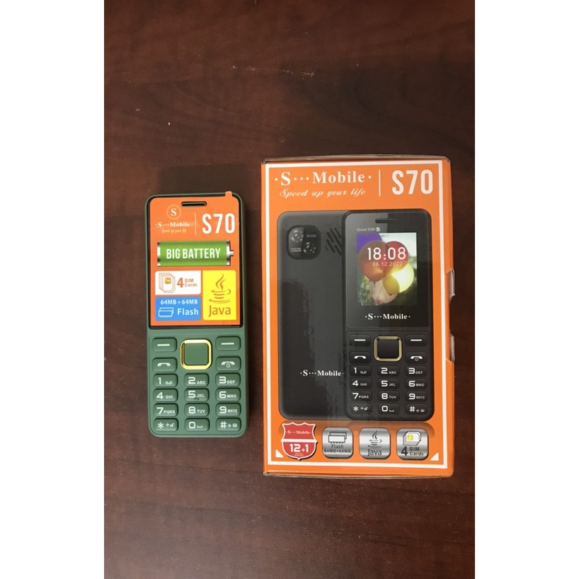 ĐIỆN THOẠI 4 sim S70 - S Mobile S70/ Điện thoại giá rẻ, điện thoại dành cho người già, loa to, đèn pin sáng