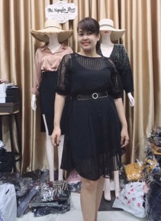 Đầm nữ đầm dáng xòe màu đen