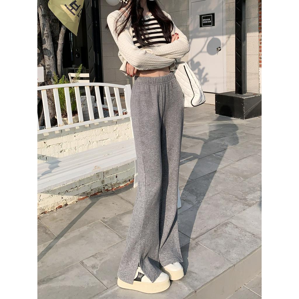 Quần Ống Loe Xẻ Tà Màu Sắc Đơn Giản 61166