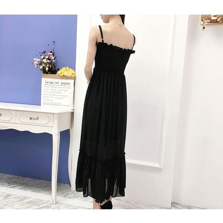 Đầm maxi voan hai dây dáng dài dễ thương