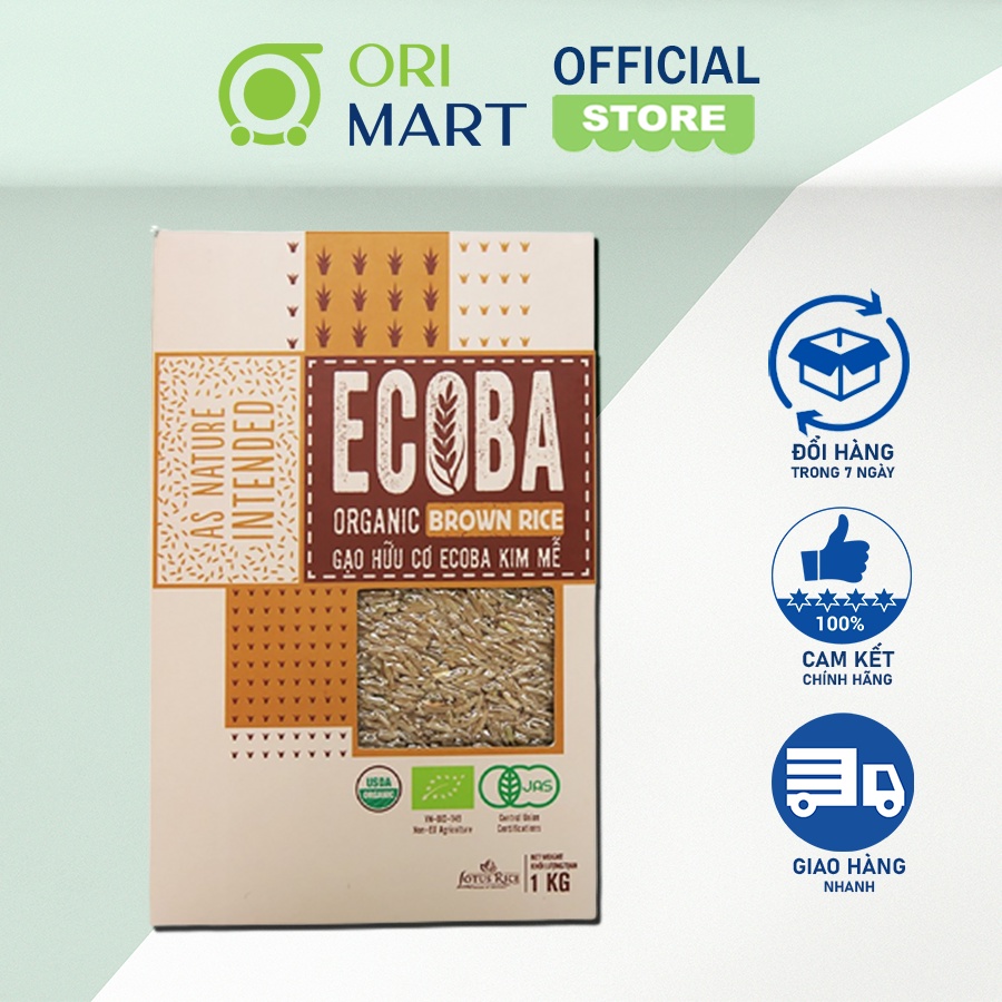 Gạo Hữu Cơ Ecoba Kim Mễ - Ecoba Organic Brown Rice 1kg