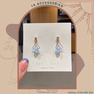 Khuyên tai dáng ngắn phối ngọc nhân tạo 19.accessories