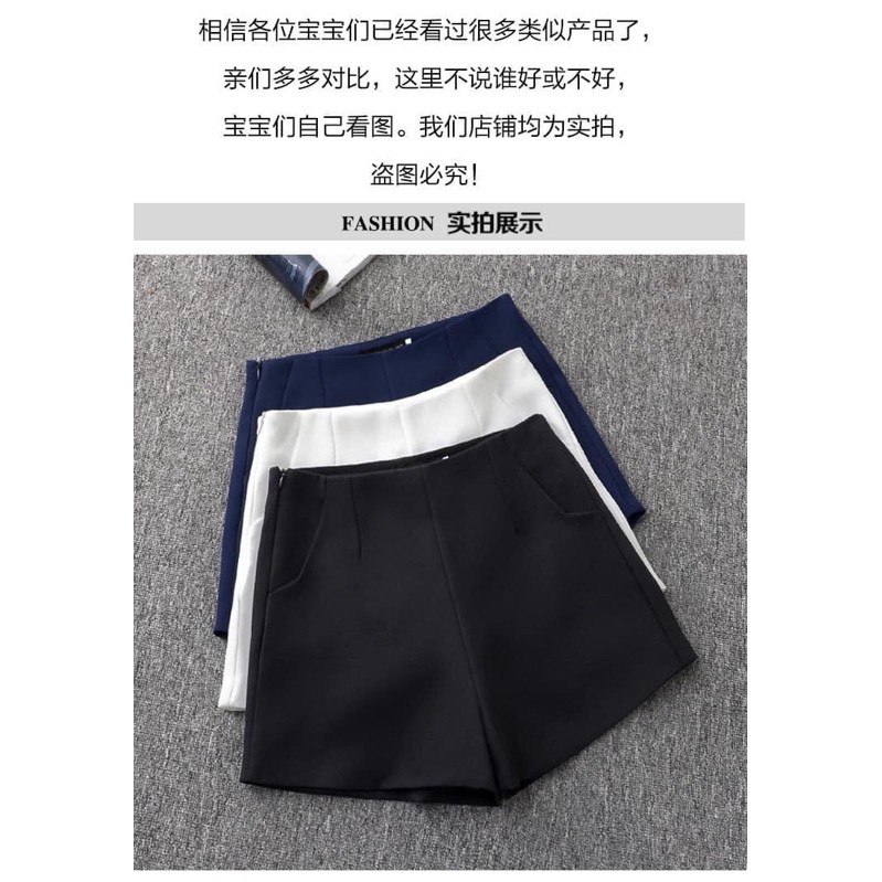 Quần đùi vải cạp cao Quần short vải nữ