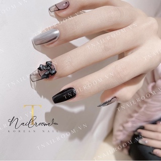Nailbox nơ đen tiểu thư cá tính