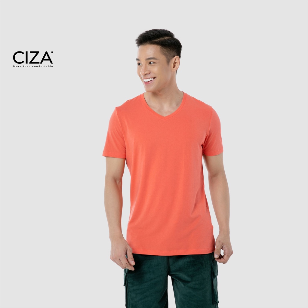 Áo thun nam cổ tim CIZA vải cotton co giãn mặc thoáng mát thấm hút mồ hôi size S M L XL ATNY01