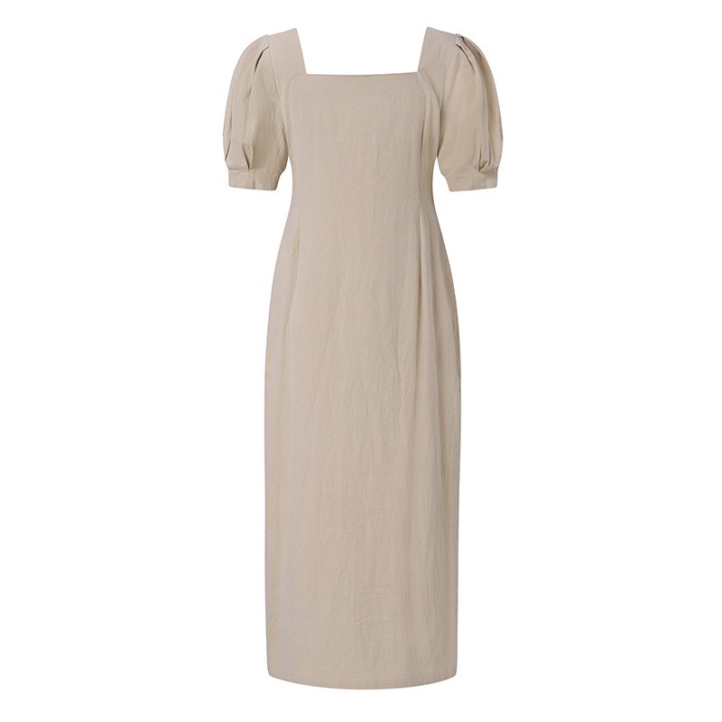 Đầm ZANZEA ôm dáng cổ vuông tay ngắn màu trơn thanh lịch cho bạn gái