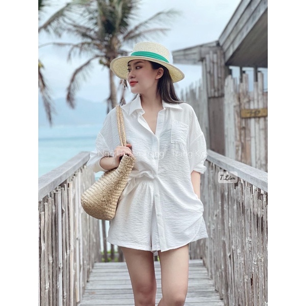 Set bộ đũi trắng quần cộc
