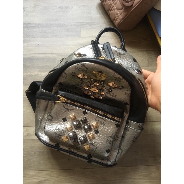 Balo mini size 21 màu đen bạc (mcm)