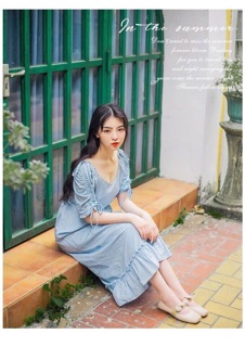 Đầm maxi xanh nhẹ