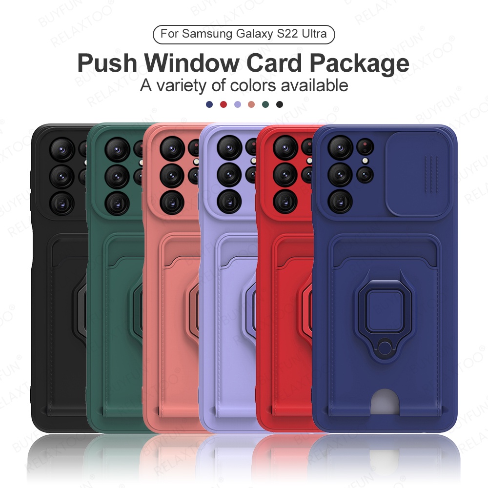 Ốp Điện Thoại Kèm Ngăn Đựng Thẻ Dạng Trượt Từ Tính Cho Samsung Galaxy S22 Ultra Samsun S22Ultra S 22 S22+