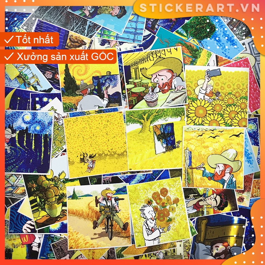 [ART–VAN GOGH #2] 101 Sticker chống nước/ dán laptop vali xe mũ bảo hiểm nhà cửa ...