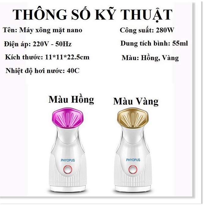 Máy Xông Mặt chính hãng | Máy Xông Hơi Mặt nóng mini loại tốt cao cấp PHYOPUS giúp chăm sóc da mặt tốt hơn - Aka mart