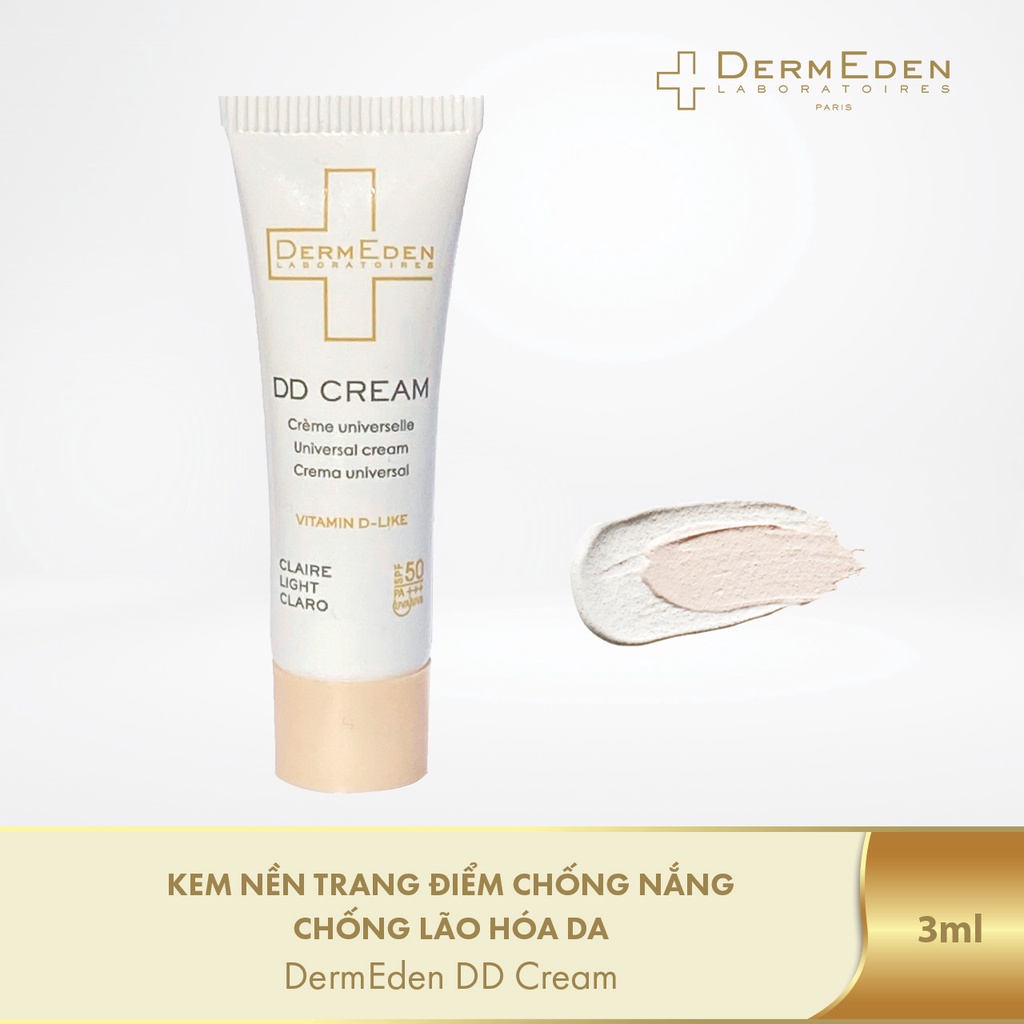 Kem chống nắng SPF 50PA+++ kết hợp trang điểm, làm đều màu da, chống lão hóa DermEden DD Cream 3ml