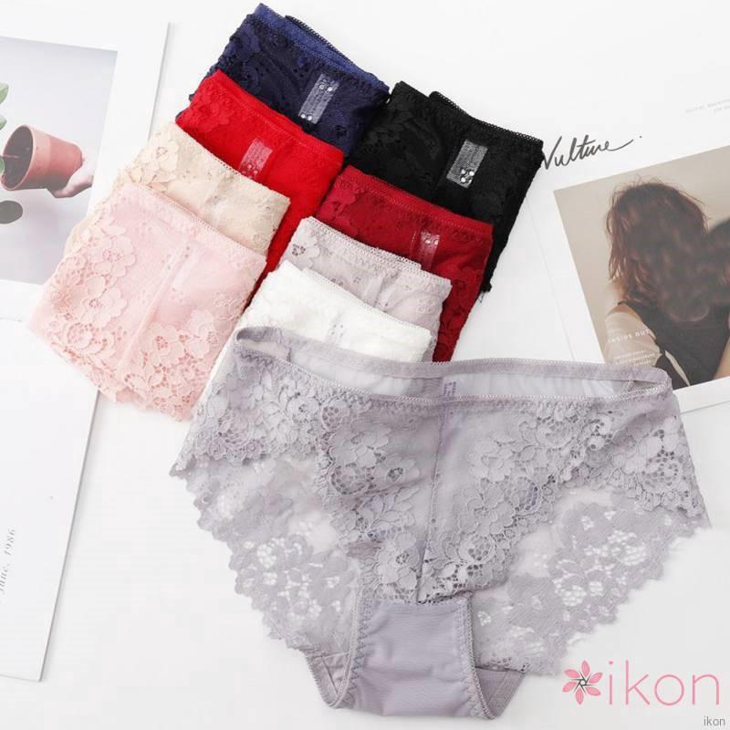 Quần lót cotton phối ren giấu đường may thời trang