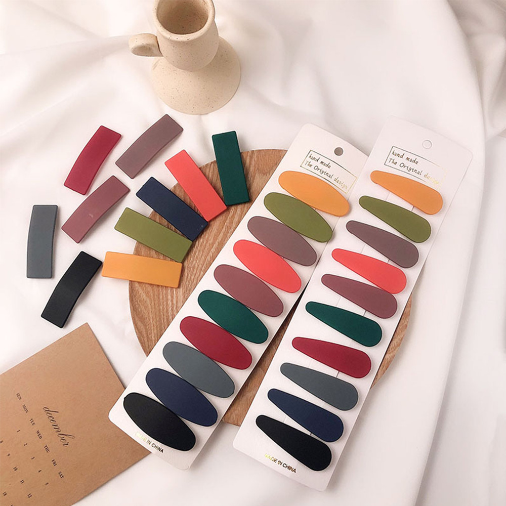 Kẹp Tóc Kim Loại Màu Trơn Phong Cách Hàn Quốc Cho Nữ