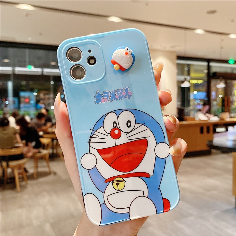 Dễ Thương Ốp Điện Thoại In Hình Doraemon Có Chuông Xoay Được Cho Iphone 7 8 Plus X Xr Xs Max 11 12 Pro Max