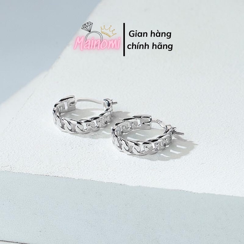Bông tai kiểu, thiết kế hình mắt xích, mới lạ độc đáo Mainomi Shop Bạc Xinh