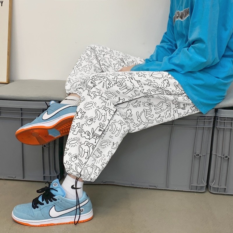 ✦ AFFLIGA ✦Quần dài ống rộng eo cao thoáng khí phong cách hip hop Hàn Quốc thời trang cho nam
