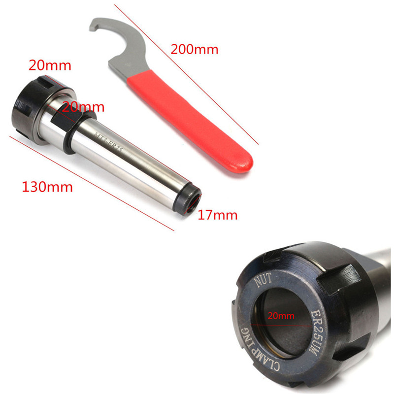 MT3 ER25 M12 Giá đỡ Collet Chuck Cố định Công cụ Phay CNC + 1Pc Spanner