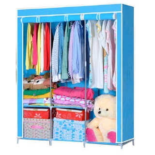 Tủ vải quần áo 3 buồng tám ngăn - SIZE lớn(Xanh)