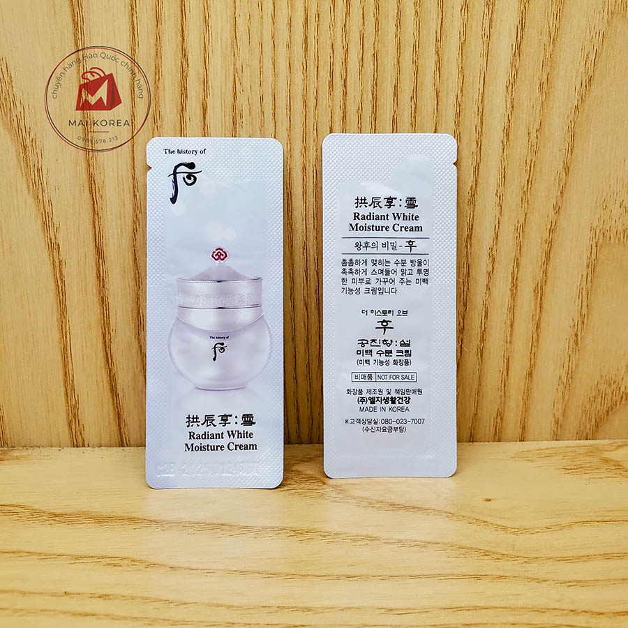Kem dưỡng Whoo trắng dưỡng trắng da, mờ nám và chống lão hóa Whoo Radiant White Moisture Cream (sample gói 1ml)