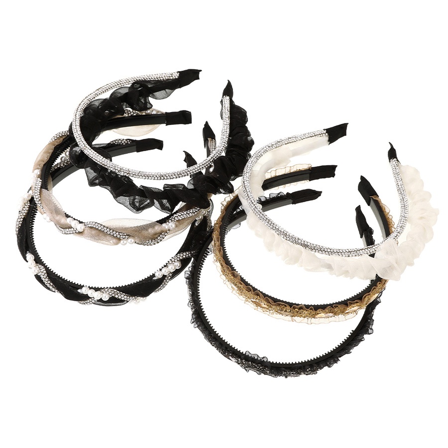 Băng Đô Cài Tóc Lưới Đính Đá &amp; Ngọc Trai Thanh Lịch Thời Trang Hàn Quốc