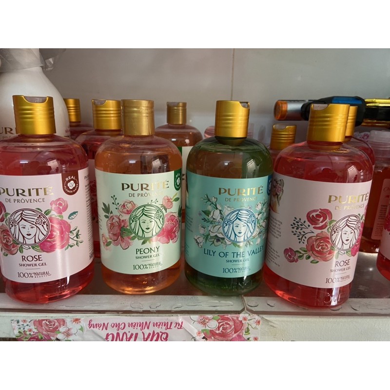 Sữa tắm Purite by provence hương lily và hoa hồng và peony 500ml