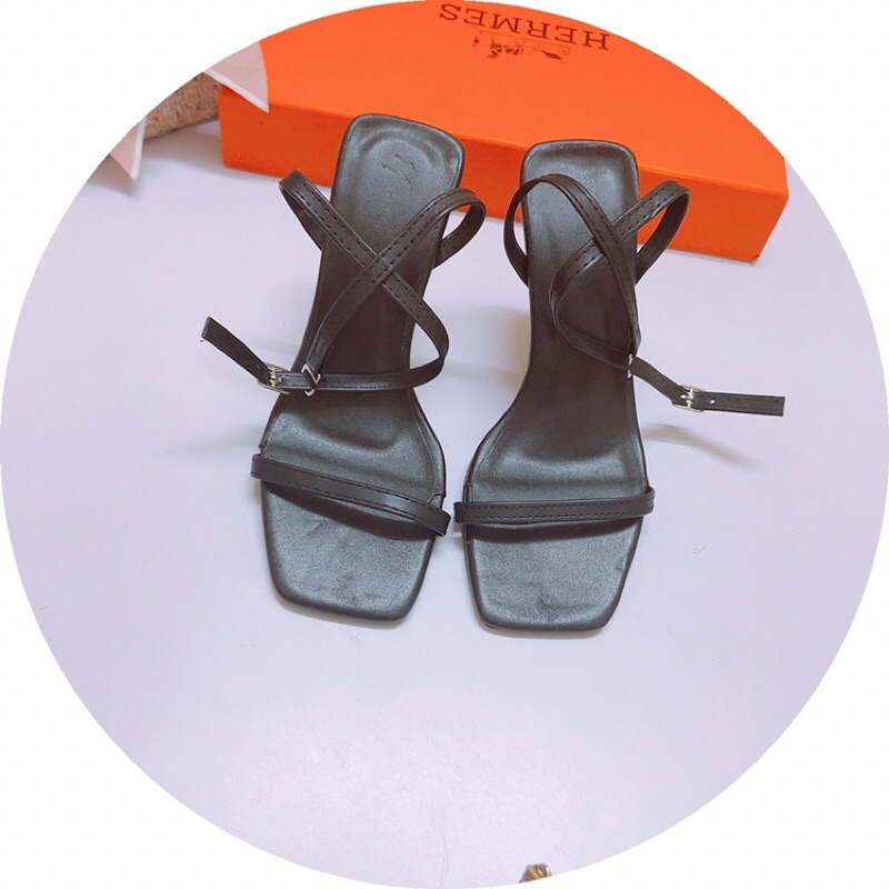 Giày sandal cao gót NT mới quai siêu mảnh gót nhọn 9p da lì