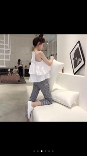 Set áo yếm + quần kẻ
