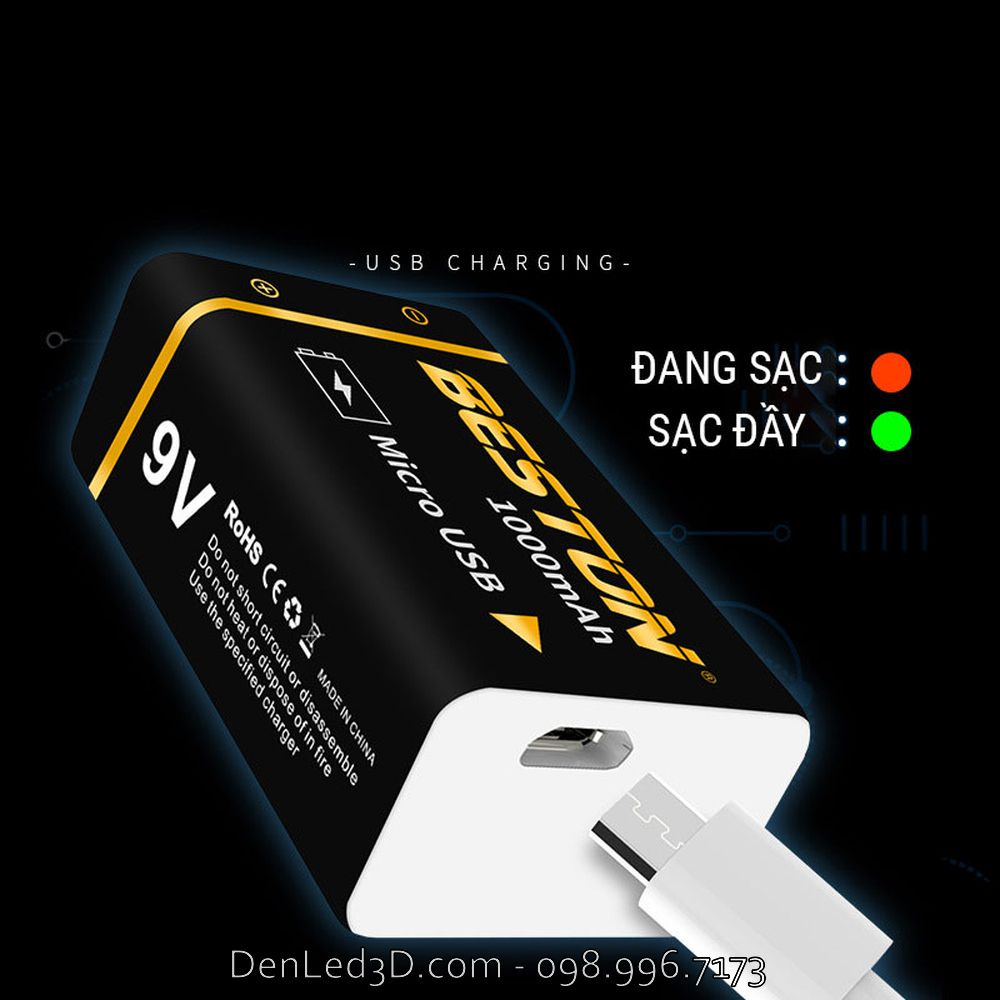 Pin Sạc Beston 9V Lithium 1000mAh Sạc Micro USB