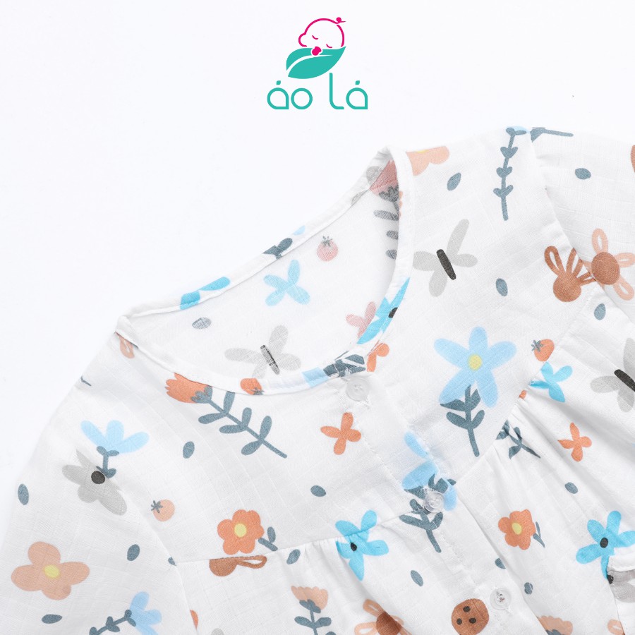 Đồ ngủ bé gái kiểu babydoll xinh xắn Áo Lá Homewear PIXOB, pijama cho bé gái vải coton xô mềm mát