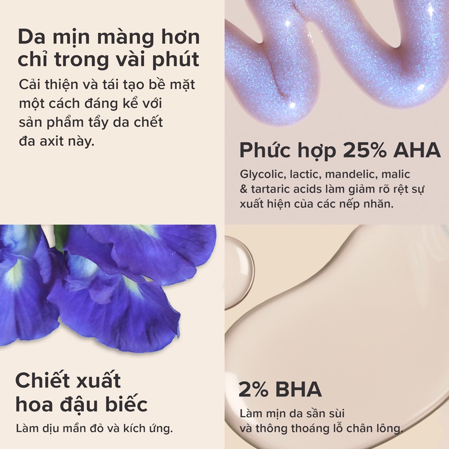 Tinh chất thay da sinh học Paula's Choice 25% AHA + 2% BHA exfoliant peel 30ml TẶNG mặt nạ Sexylook (Nhập khẩu)