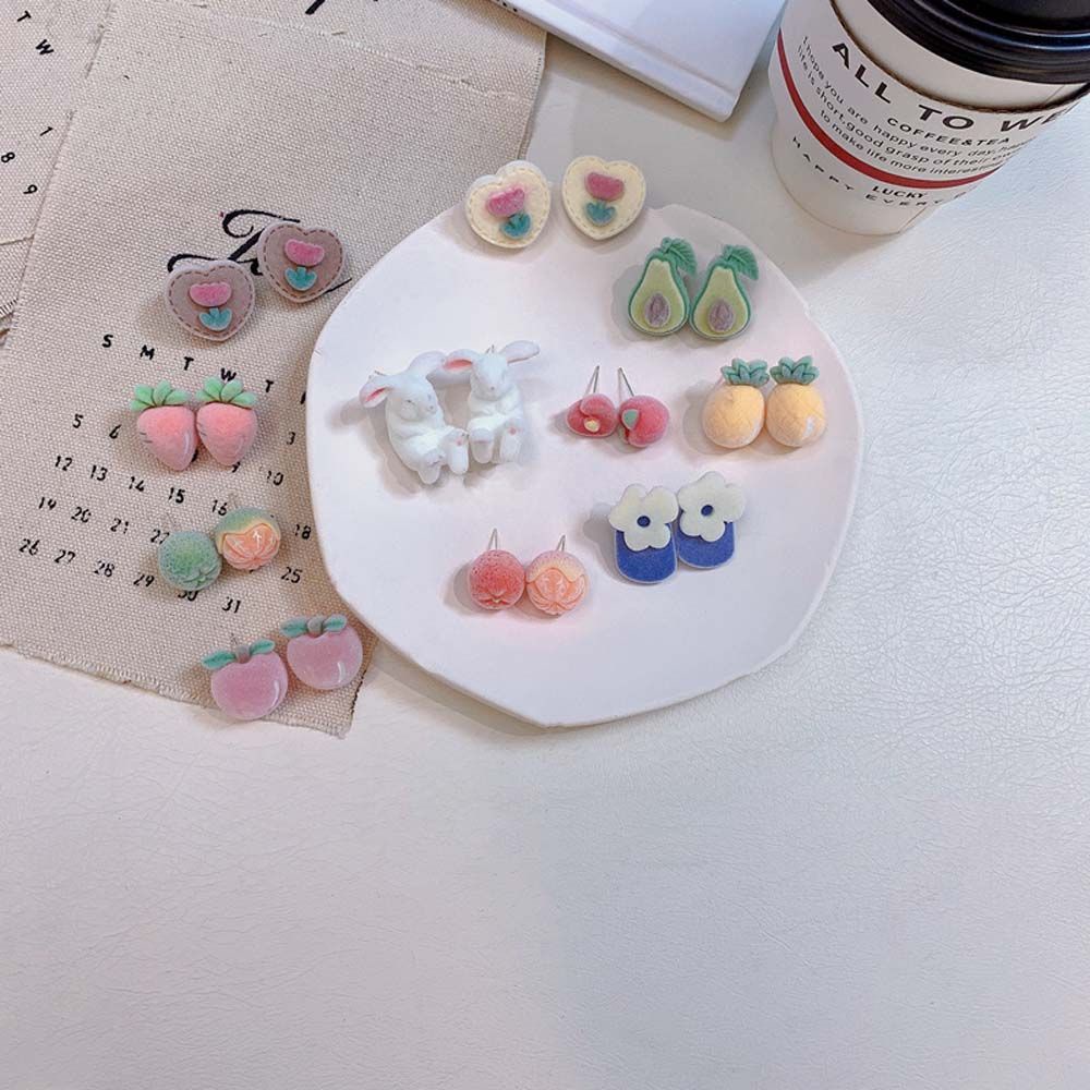 Khuyên tai xỏ lỗ bằng nhựa resin hình quả đào dễ thương đơn giản phong cách Hàn Quốc cho nữ