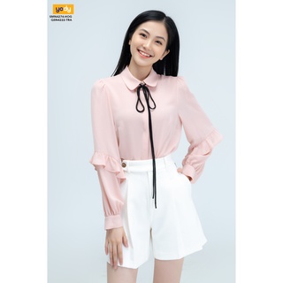 Áo Sơ Mi Nữ YODY Tay Dài Công Sở, Áo Kiểu Cổ Sen Tay Bèo Chất Voan Sang Chảnh SMN4274