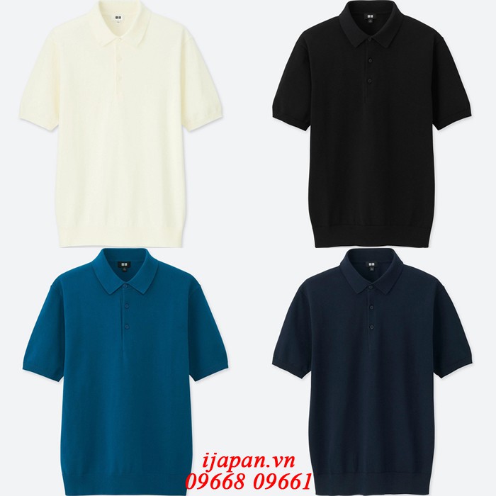 ÁO Mông Tơ Ghi (MONTAGUT) POLO UNIQLO WASHABLE KNITTED SHORT (HÀNG XÁCH TAY JAPAN)