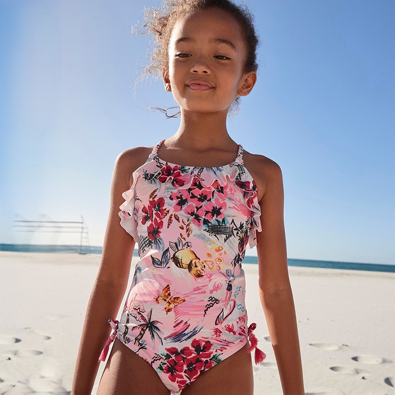 Bộ Đồ Bơi Một Mảnh Hở Lưng Họa Tiết Da Báo Thời Trang Mùa Hè Cho Bé Gái 1-5 Tuổi