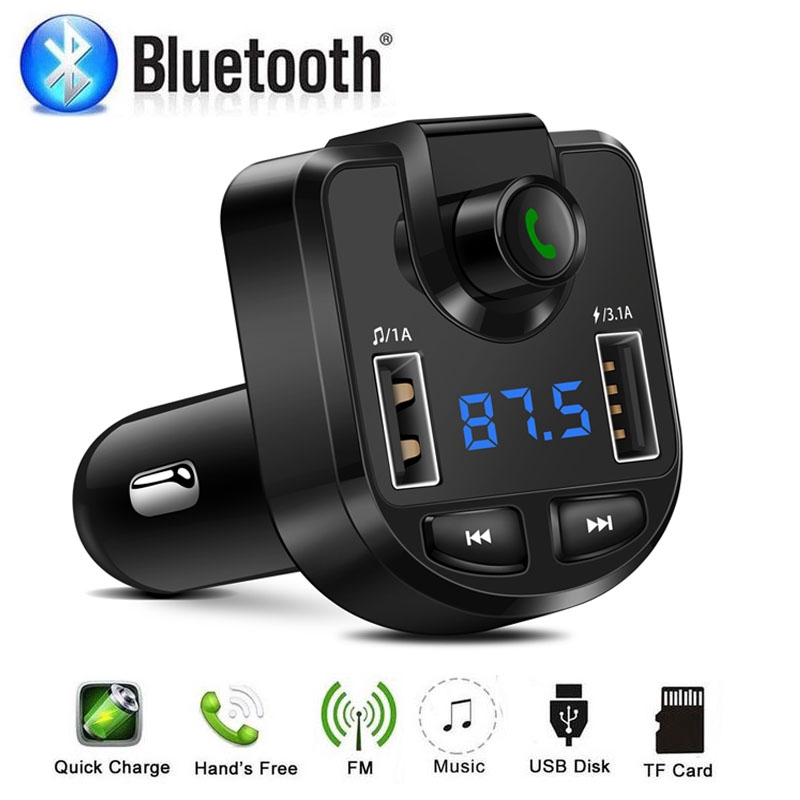 Ổ sạc hai cổng USB kiêm máy nghe nhạc MP3 FM bluetooth không dây dành cho xe hơi