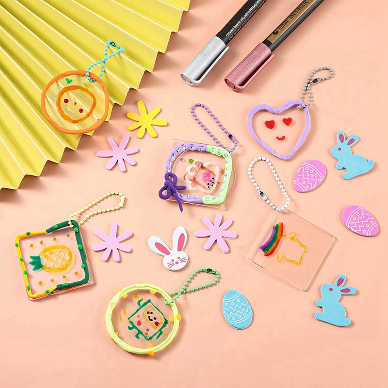 Set 100 Móc Khóa Hình Trái Tim Bằng Acrylic