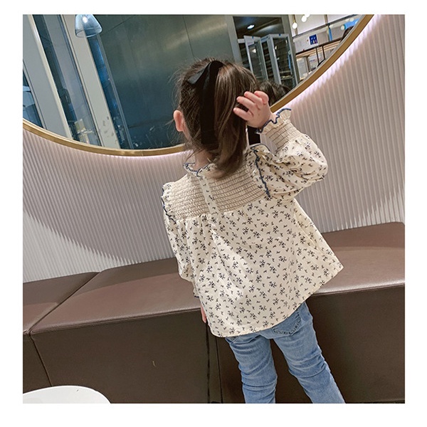 Áo sơ mi dài tay cho bé gái Áo sơ mi hoa nhí mùa thu và mùa đông cho bé gái