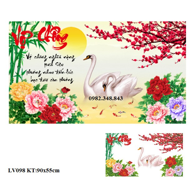 Tranh đính đá vợ chồng KT:90x55cm. Tranh gắn đá tự đính.