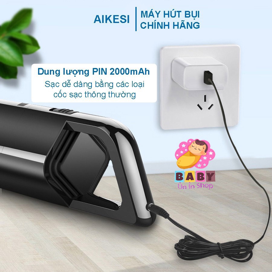 [AIKESI] MÁY HÚT BỤI Ô TÔ  AIKESI CÔNG SUẤT 120W LỰC HÚT 400PA  PIN 2000AH KÈM 4 ĐẦU CHUYÊN DỤNG.