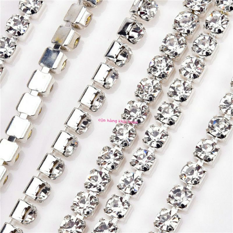 Phụ Kiện Trang Sức Đá Nhân Tạo Dây Chuỗi Hạt Kim Cương 4mm Dùng Trang Trí