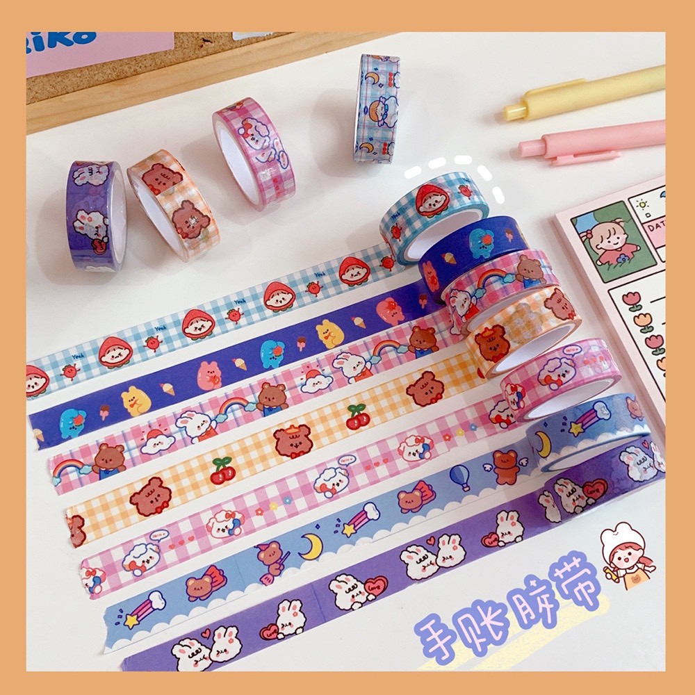 Washi Tape Hàn Quốc Hoạt Hình Dễ Thương Trang Trí Sổ Tay