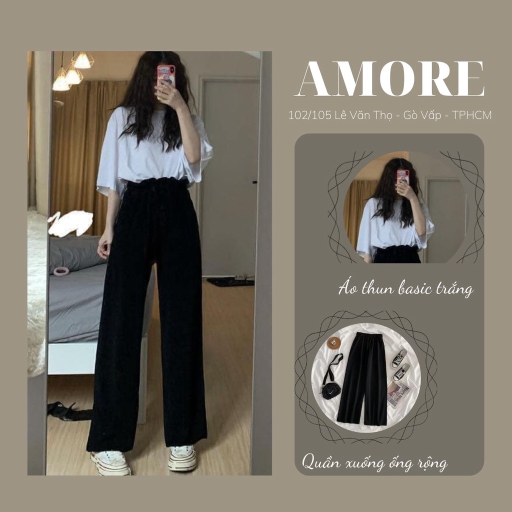 Set Basic Áo thun trơn và Quần ống rộng suông - AMORE