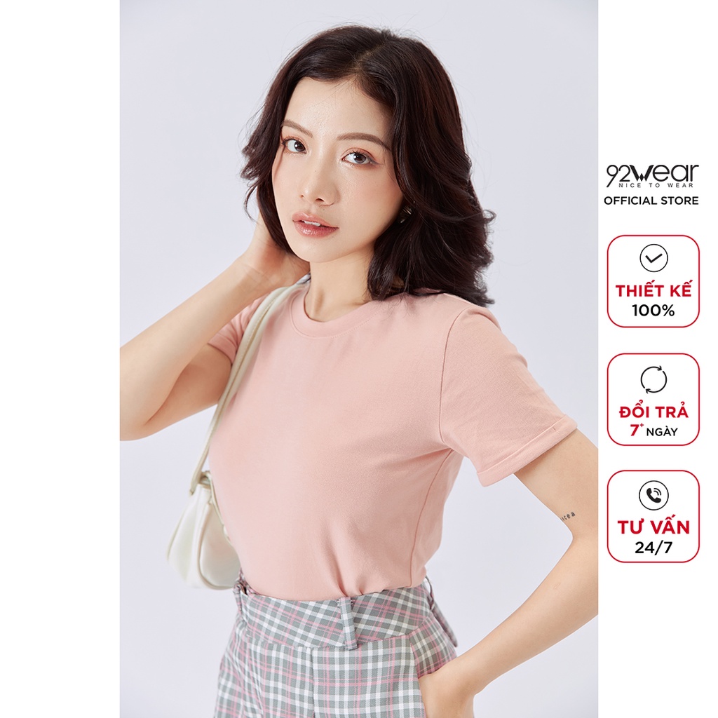 Áo thun cotton nữ 92WAR áo phông chất mát cổ tròn form đẹp ATA1151 | BigBuy360 - bigbuy360.vn