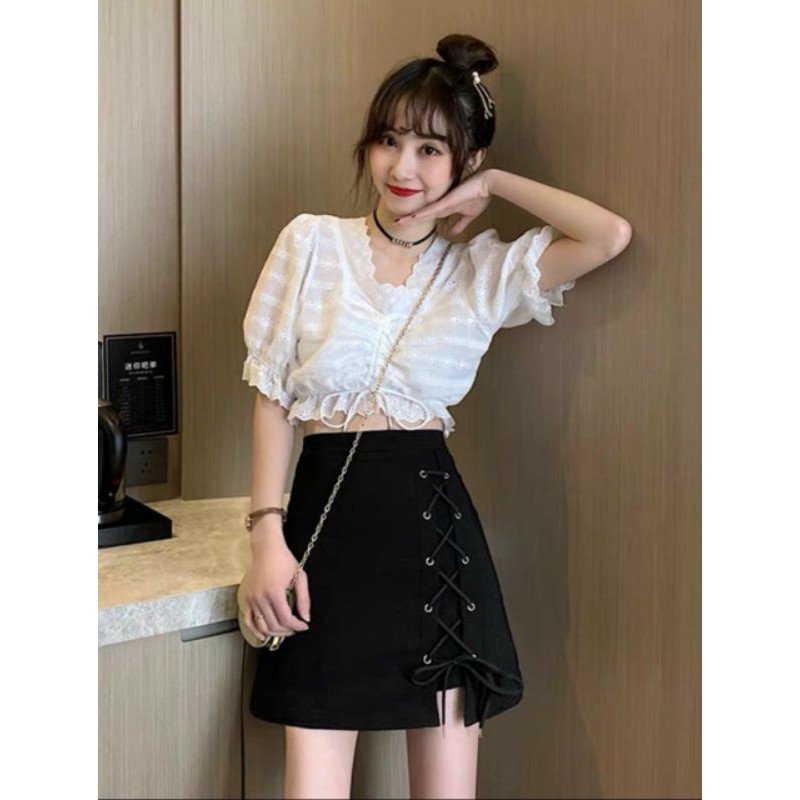 55-90kg Bigsize Váy Đan Dây Cá Tính (Có quần trong)