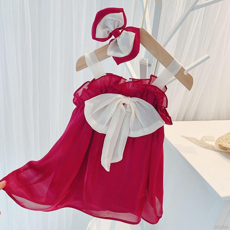 Đầm Ngắn Tay Phối Nơ Xinh Xắn Dành Cho Nữ