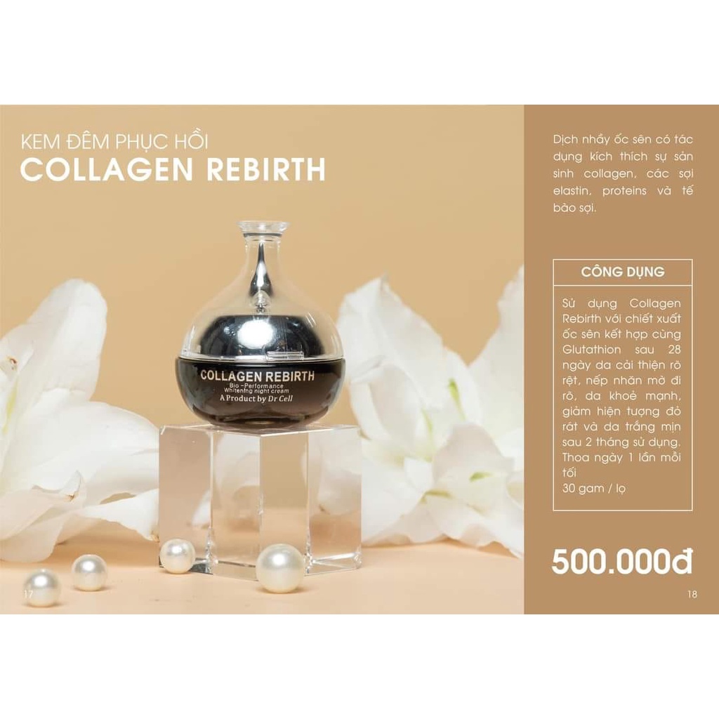 Kem dưỡng da ban đêm Collagen Rebirth sáng da chống lão hóa Dr Cell 30g SAN14